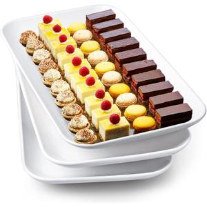 Delling 16 inch Serving Platter Set, White Porcelain Platters for Serving Food, Large Serving Trays for Party, Entertaining, Fruit, Appetizer, Oven Safe Dinnerware Set of 3
