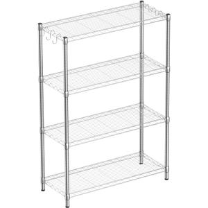 Guan River 4-Shelf Adjustable Metal Shelf Wire Shelving Unit Storage Rack Display Shelf for Office,Kitchen,Bedroom,Bathroom,Laundry,Pantry Basement,Garage(Chrome,36" L x 14" W x 54" H)