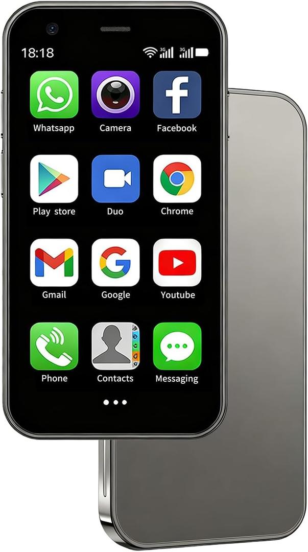 Mini Phone, 3.0 Inch Android Dual Camera Dual SIM, Mini Smartphone Unlocked, Face lD/WiFi/Bluetooth, Palm Phone for Kids, Student Pocket Cellphone,2GB +32GB (Silver Gray)