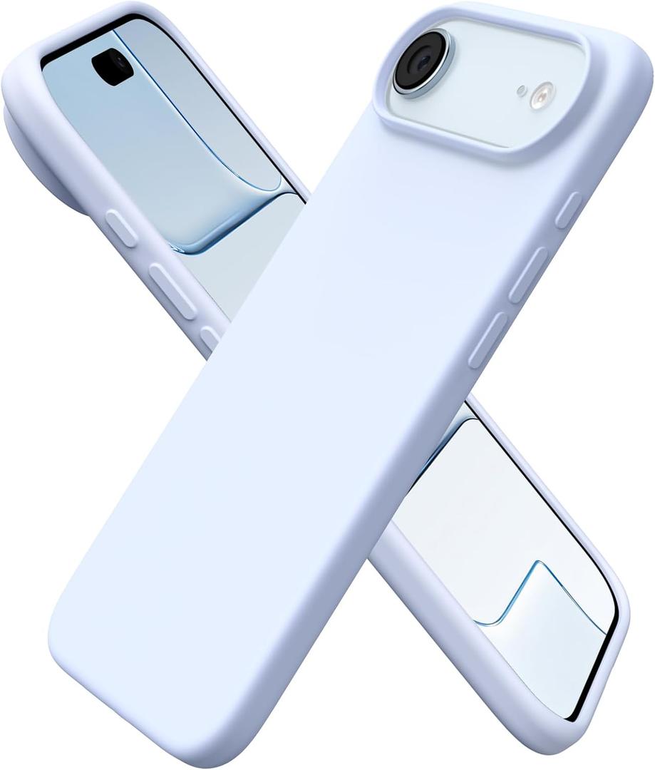 ORNARTO for iPhone Air Case 6.5", Slim Liquid Silicone 3 Layers Soft Gel Rubber Shockproof Protective Cover with Anti-Scratch Microfiber Lining-Baby Blue