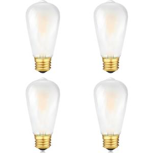 LED Edison Bulb, 25W Equivalent, Soft Warm 2700K, Frosted Glass, Dimmable, 2 Watt E26 Standard Base ST21 LED Bulbs, 4 Pack