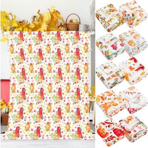 10 Pcs Fall Thanksgiving Throw Blankets Bulk Autumn Flannel Blankets Pumpkins Leaves Printed Fleece Soft Warm Blanket Thanksgiving Gifts for Farmhouse Couch Bed Sofa Chair (40 x 51 Inch)