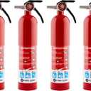 First Alert Fire Extinguisher for Home, Standard Rechargeable Compliance Unit, UL RATED 1-A:10-B:C, HOME1-4, Red, 4-Pack