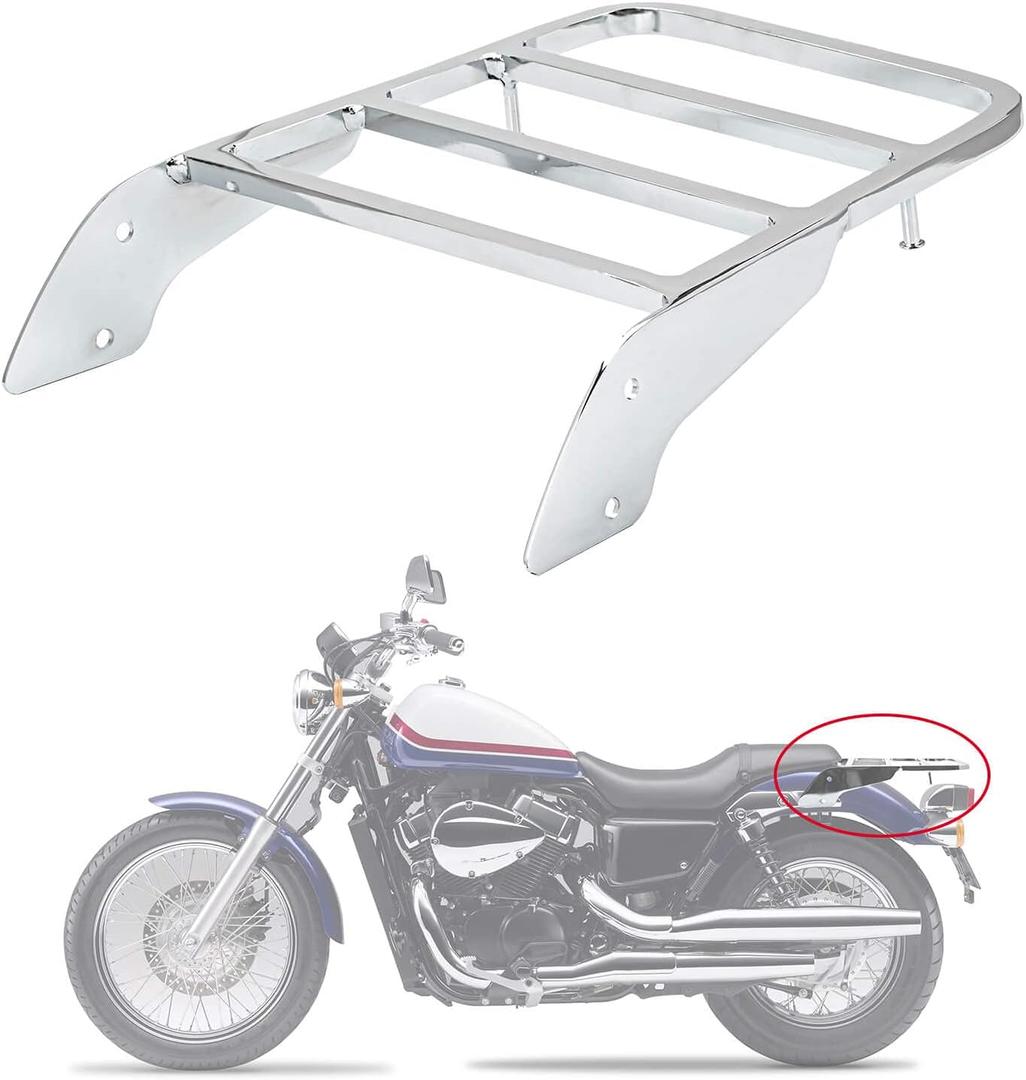Rear Luggage Rack Solo Seat Sissy Bar Carrier Cargo Tool Box Bracket Panel Holder Shelf Support Motorcycle Accessories for Shadow Steed VLX 600 1999-2007 and for Shadow VT750 C2 1997-2003
