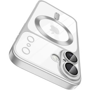 Magnetic Case for iPhone 17 with Camera Control Button, Compatible with Magsafe Clear Matte Soft Plated for Women Men, Cover Lens Protector Slim Phone Case for iPhone 17 Silver