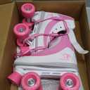 Roller Derby Firestar Youth Skates for Girls, Boys, Beginners, Kids (1, White/Pink)