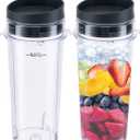 Replacement16oz Blender Cup for Ninja,Single Serve Blender Cup With Lids Set For BL770 BL780 BL660 BL740 BL810 Nutri Ninja Series Blenders (2-pack)