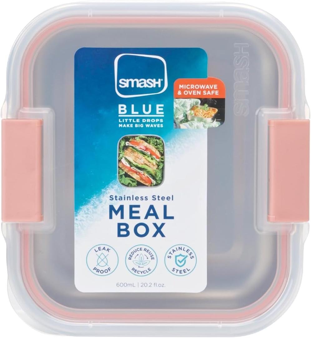 Smash Microwave Safe Stainless Steel Lunch/Sandwich/Meal Box, Pink