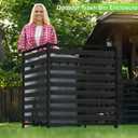Outdoor Privacy Fence Screen 2 Panels, 54.5" H × 39.4" W Metal Air Conditioner Fence, No-Dig Pool Equipment Enclosure with Metal Stake, AC Unit Cover, Trash Bin Hider for Garden&Backyard, Black
