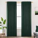 SHINELAND Dark Emerald Green Blackout Curtains 84 Inches Length for Living Room 2 Panels Set,Back Tab Pleated Thermal Insulating Elegant Curtain Drapes for Winter Bedroom 84 Inch Long,Forest