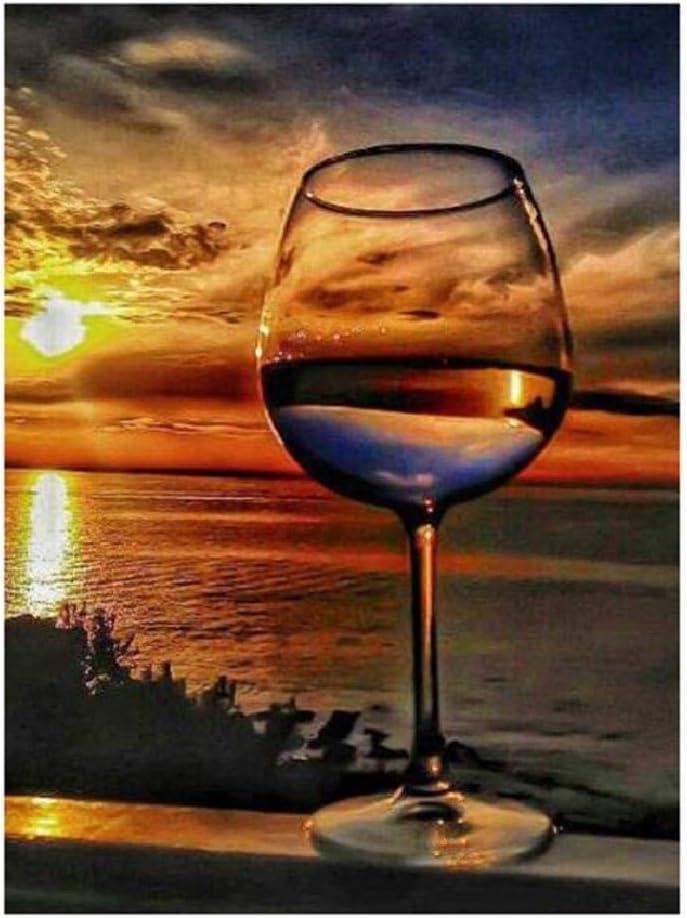 najiaxiaowu Adult Puzzles 1000 Pieces DIY Sunset Sea Wine Glass Wooden Puzzles Children and Elderly Puzzles Modern Home Decor Wall Art Unique Gift 75 cm x 50 cm(27.56 x 16.68 in)
