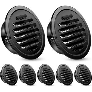 Zonon 8 Pcs Stainless Steel Soffit Vents 6 Inch Round Dryer Vent Cover with Mesh Screen for Home Outdoor Bathroom Wall Ceiling Outside Exterior Exhaust Black