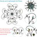 Phaxth 24" Metal Flower Wall Art Decor with Rust Leaf, Large Scroll Outdoor Wall Art Decor