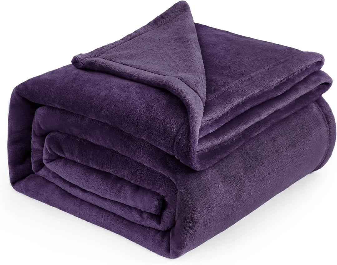Bedsure GentleSoft Fleece Blankets Queen Size Purple - Bed Blanket Soft Lightweight Plush Fuzzy Cozy Luxury Microfiber, 90x90 inches