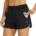 Willit Women's 3" Swim Board Shorts Swimming Bottoms with Brief Liner Quick Dry UPF 50+ (Medium, Black)