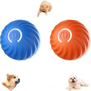 2Pack Interactive Dog Ball Toy, Smart Jumping Vibrating Ball, Moving Activated Automatic Bouncing Rolling Dog Balls with Led Lights, USB Rechargeable