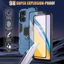 for Oneplus Nord N30 5G Case with 2 Pack Tempered Glass Screen Protector for 1+ Nord N30 5G, Full Protective Case with Metal Ring Magnetic Support Kickstand for Oneplus Nord N30 Blue