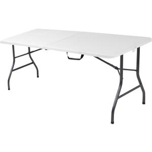 Cosco 6ft Fold-in-Half Blow Molded Folding Table, Indoor/Outdoor, Comfort Handle, Lightweight Plastic Construction - White