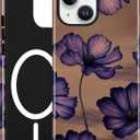 Magnetic Flower Case for iPhone 16 Pro Max, Purple | Compatible with MagSafe, Cute Floral Aesthetic Design, TPU and PC Shockproof Protective Phone Cover for Women Girls
