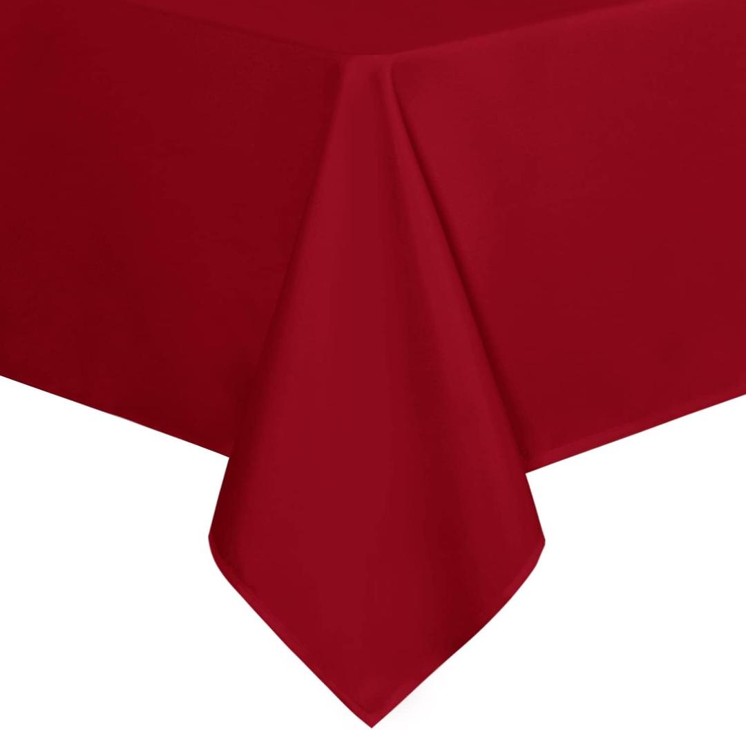 sancua Rectangle Tablecloth - 60 x 102 Inch - Stain and Wrinkle Resistant Washable Polyester Table Cloth, Decorative Fabric Table Cover for Dining Tables, Buffet Parties and Camping, Red