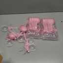 30 Pcs Rattle Party Favors Shower Bottles with Bow Crystal Bear Pacifier Ornament Pink Fillable Rattle Plastic Candy Bottle and 56 Thank You Label Stickers for Birthday Gift Decoration