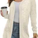 GRECERELLE Women's Lightweight Crochet Long Sleeve Loose Casual Open Front Cardigan Drape Sweaters Boho Summer Beach Coverups (XX-Large, Apricot)