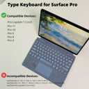 Keyboard for Microsoft Surface Pro Copilot+ (11th Edition) / Pro 11 / Pro 10/9 / 8 / X, 13 inch, Detachable Type Cover with Touchpad, 7-Color Backlit & Pen Holder (Ice Blue)