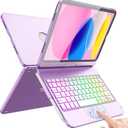 FUWANG Touch Keyboard Case for iPad (A16) 11th Generation 11 inch 2025&10th Gen 10.9 inch 2022, 360 Rotate for iPad 10th Generation Case with Keyboard, Backlit Keyboard Case with Pencil Holder,Purple