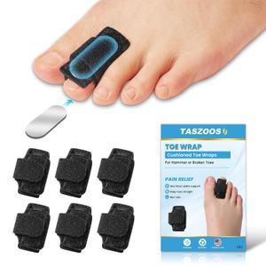 Adjustable Hammer Toe Straightener Corrector for Women & Men - Hammer Toe Straightener with Aluminum Plate, Bunion Toe Splints Wraps - Realign Bent, Curled, Crooked, Claw, Hammer Toes - 6pcs(Black)