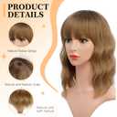 Short Brown Wavy Wig with Bangs for women Light Brown Curly wig Shouder Length Bob Curly Wavy Wig Ombre Brown Wig with Dark Roots Synthetic Natural Wavy Heat Resistant Fiber Hair for Daily Use 14 Inch