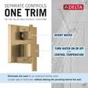 Delta Modern Square Shower System Faucet Set, Brushed Gold 6.5-inch Shower Head and Handle Set, Valve Trim Kit, Champagne Bronze T342703-CZ (Valve Not Included)
