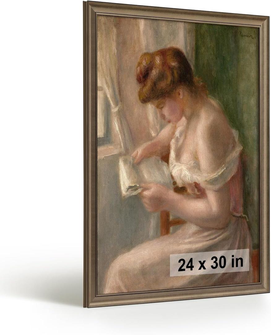 HLiWEGNS Vintage Bronze 24x30 Frame – Poster Frame with Aged Bronze Finish – Picture Frame for 24 x 30 Artwork, Canvas Prints, Puzzles, and Wall Decor