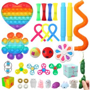 Fidget Simple Fidget Pack, 35pcs Fidget Toys Set with Popping Fidget Sensory Toys for Kids and Adults, Stress Relief Kit Gifts for Party Favors Classroom Prizes Easter Basket Stuffers Egg Fillers
