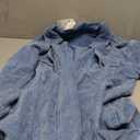 Hixiaohe Women's Casual Oversized Button Down Corduroy Shirt Jacket Coat Washed Retro Shacket (Large, Blue)