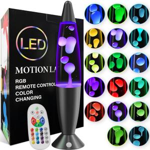 Giant LED Liquid Motion Lamps 16 Inch Large 17 Colors Changing Lamp Black Relax Night Light for Adults Kids Teens Sensory Mood Motion Nightlight Mini Aesthetic Table Lamp for Bedroom, Retro Home Decor