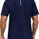 Men's UPF 50+ Sun Protection Athletic Shirts Short Sleeve Running Workout Gym Tshirts Quick Dry Swim Shirt for Rash Guard (Large, Navy Blue)