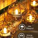 Homemory 12Pcs Solar Tea Lights Outdoor Waterproof, Rechargeable Dusk to Dawn Lighting, Flameless Flickering LED Votive Candles for Fairy Garden Decor, Patio Tables, Christmas Lanterns, Windows