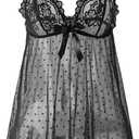 Sexy lingerie Lace Babydoll Chemise, Black, Women's Sleepwear S-5XL (XX-Large)