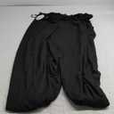GRAPENT Capri Pants for Women High Waisted Wide Leg Linen Palazzo Trousers Pull On Elastic Smock Waist Loose Flowy Pants (X-Large, Black)