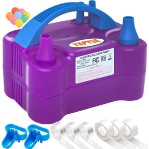 YEPVIE Balloon Pump Electric, Professional Balloon Inflator with 8 Balloon Arch Kits, 2 Working Modes & Dual Nozzle, Portable Air Pump Balloon Blower Machine for Party Decoration (Purple)
