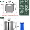 Tellshun Bacon Grease Container with Strainer 1.25 L / 42 oz Strong Kitchen Catcher Food-grade Stainless Steel Cooking Oil Keeper with Lid and Easy-Grip Handle Suitable for Storing Frying Oil