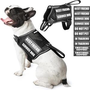 Service Dog Vest Harness and 10 Patches for Medium Dogs,Mesh Design Adjustable Emotional Support Dog Vest,Lightweight Reflective Do Not Pet Dog Harness for Training Walking Everyday Black M