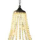 Hanging Solar Chandelier Outdoor Lantern, 30 Warm White Lights Acrylic Clear Beaded Chandelier with S Hooks Modern Lantern for Garden Yard Patio Gazebo Decorations, 28”H