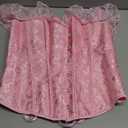 SZIVYSHI Corset Tops for Women, Bustier Shapewear Lingerie, Lace Waist Push Up Bodysuit Size L, Pink