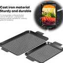 Outdoor Grill Pans Tray Barbecue Plate 2 Grilling Baskets Outdoor Grill Pans with Hole BBQ Grill Tray Grilling Basket Set for Camping Vegetable Meat (dark black)