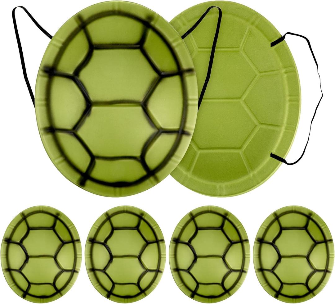 6PCS Turtle Shell Cosplay Costume for Kids Turtle Shell Props Ninja Costume Turtle Shell Backpack for Halloween Dress Up Cosplay Costume Accessories, 44.00X35.00X7.00CM, Green