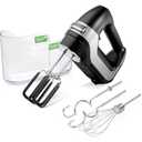 Hamilton Beach Professional 7-Speed Digital Electric Hand Mixer with High-Performance DC Motor, Slow Start, Snap-On Storage Case, SoftScrape Beaters, Whisk, Dough Hooks, Matte Black (62655)