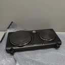 Elite Gourmet EDB-302BF Countertop Double Cast Iron Burner, 1500 Watts Electric Hot Plate, Temperature Controls, Power Indicator Lights, Easy to Clean, Black