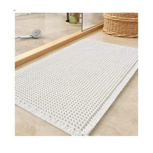 Waffle Bath Mat, Super Absorbent Non Slip Bath Mat Ultra Soft Bathmat Machine Washable Bath Rugs with Tassels, Beside Tub, 18" x 30", White