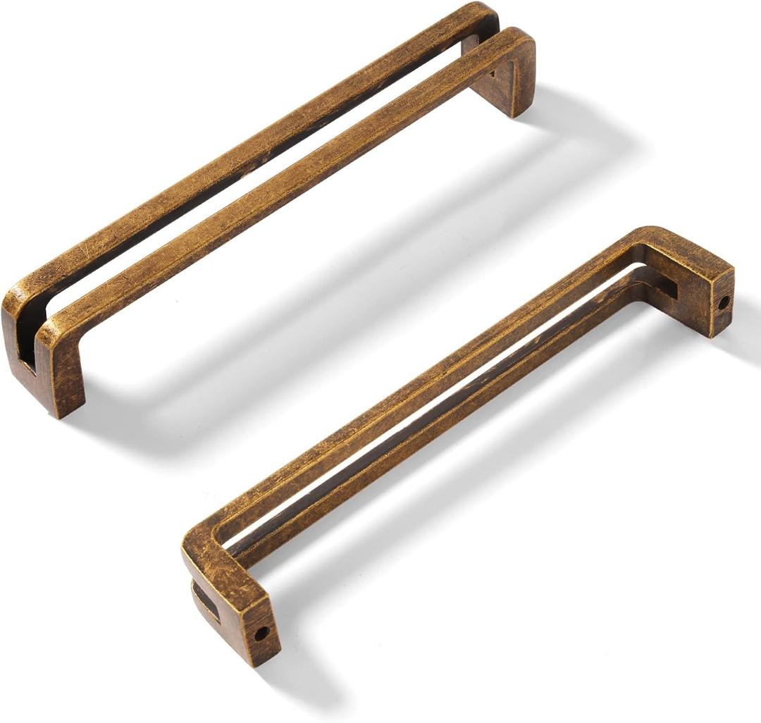 Antique Brass zinc Alloy Cabinet pulls, Vintage Retro 5 Inch 128mm Hole Center Cabinet Handles for Drawer, Cupboard, Wardrobe, Dresser - 12 Pack